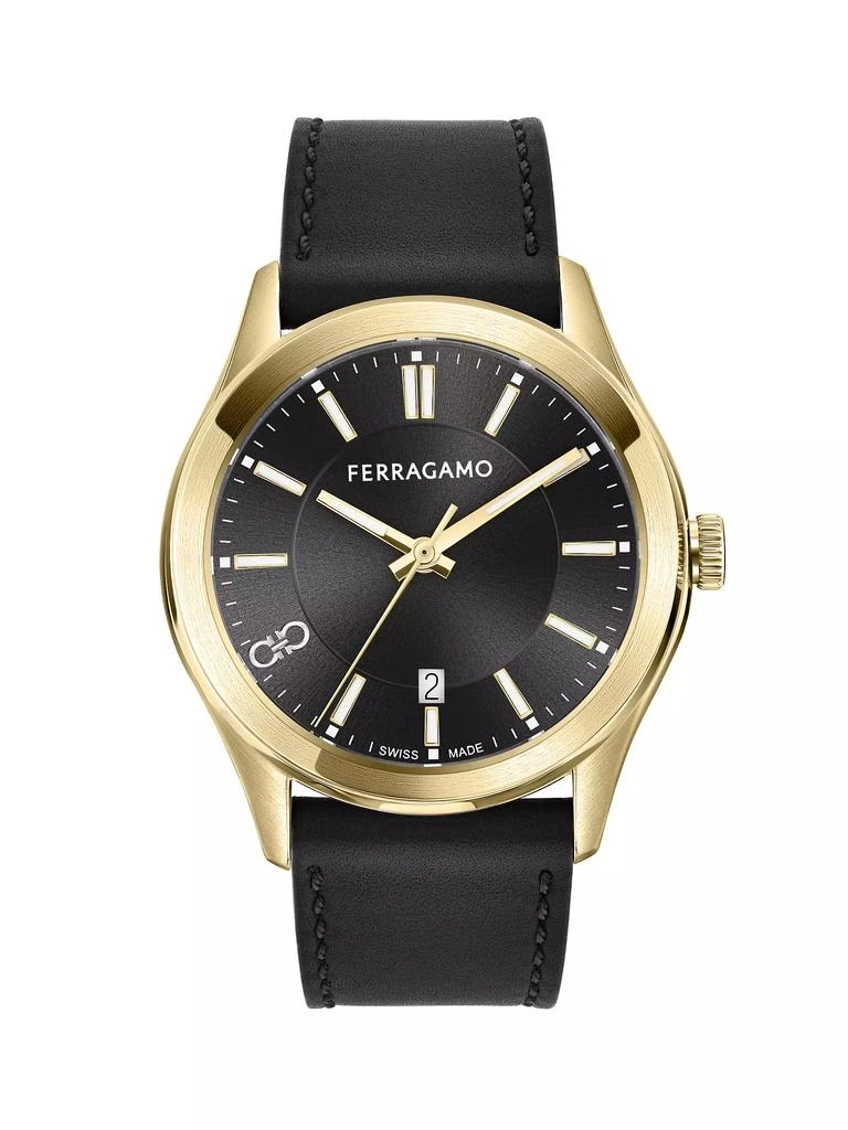 Salvatore Ferragamo Ferragamo Classic Goldtone Stainless Steel & Leather Watch/42MM 1