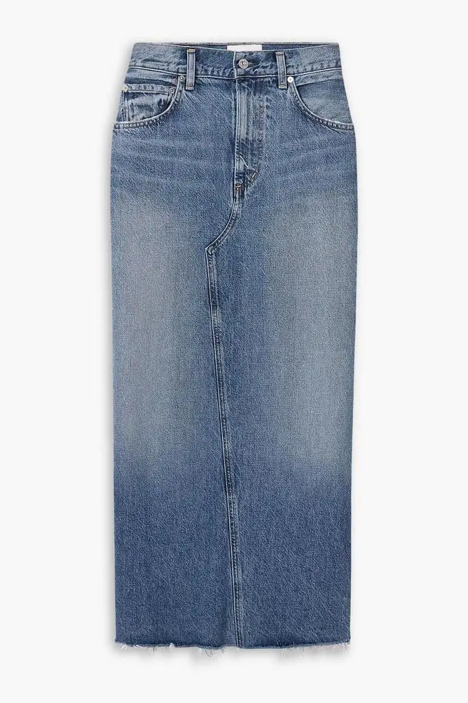 Citizens of Humanity Circolo frayed denim maxi skirt