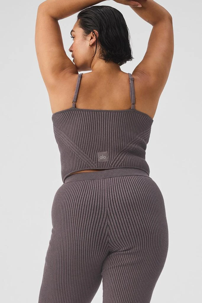 Alo Denim Knit Garter Tank - Raisinette/Black 6
