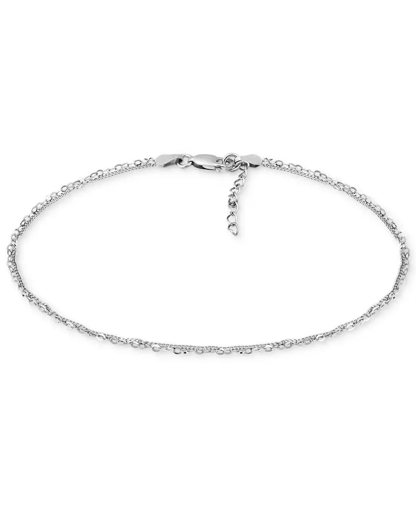 Giani Bernini Double Chain Link Ankle Bracelet in Sterling Silver and 18k Over Silver, Created for Macy's 1