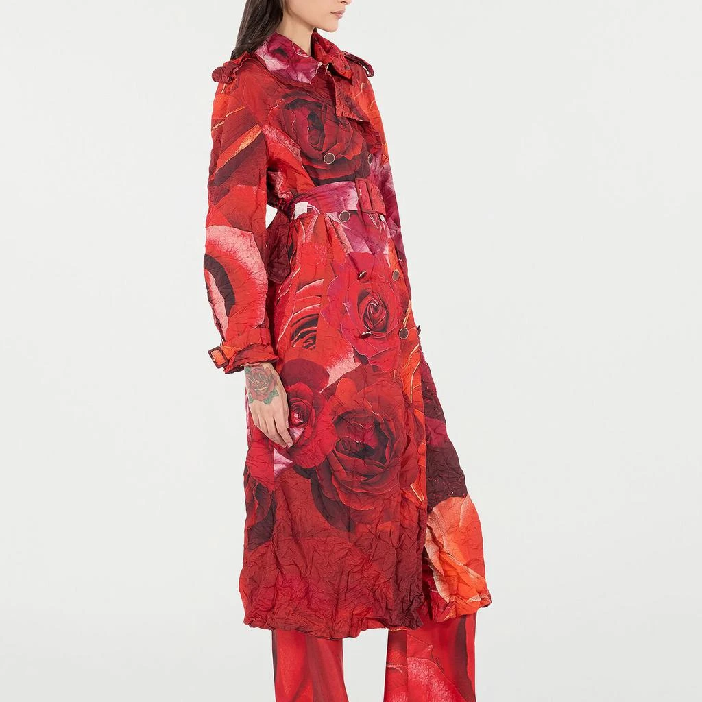 Roberto Cavalli Roberto Cavalli Rose Print Long Crinkle-Effect Trench Coat 2