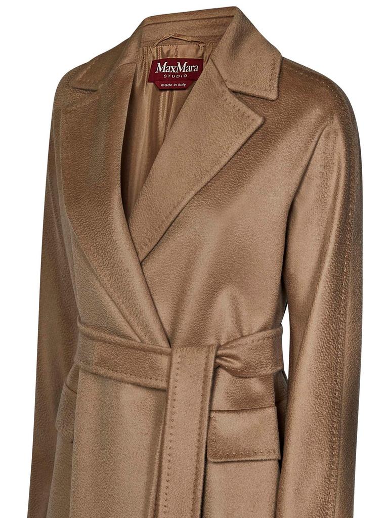 【送料&関税込】Max Mara Studio Belted Long-sleeved Coat Max Mara Max Mara Studio Belted Long-Sleeved Coat - Jackets