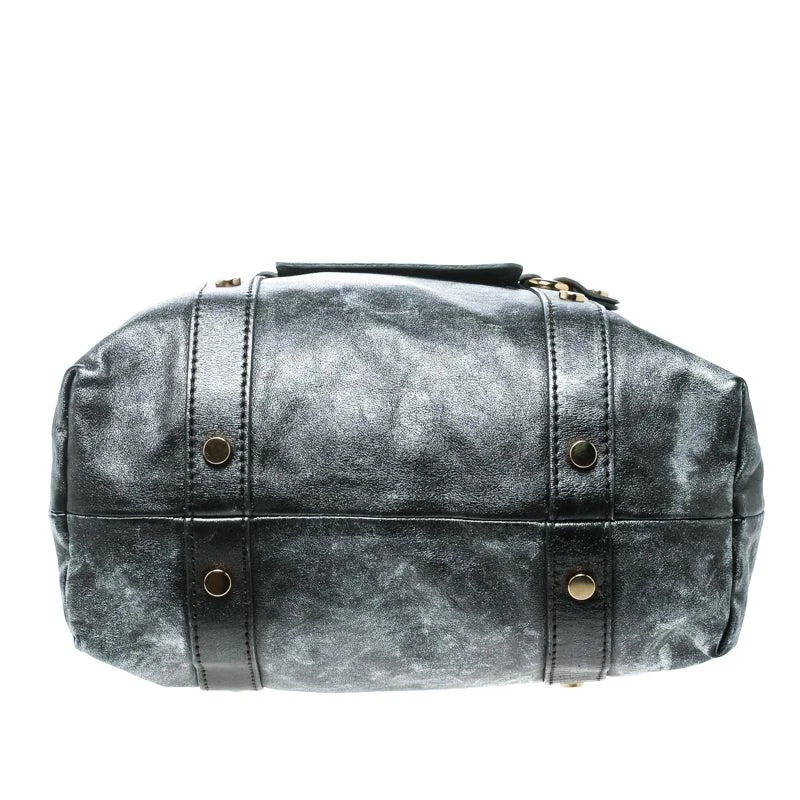 Dolce & Gabbana D&g Metallic Grey Leather Golden Box Messenger Bag.. 5