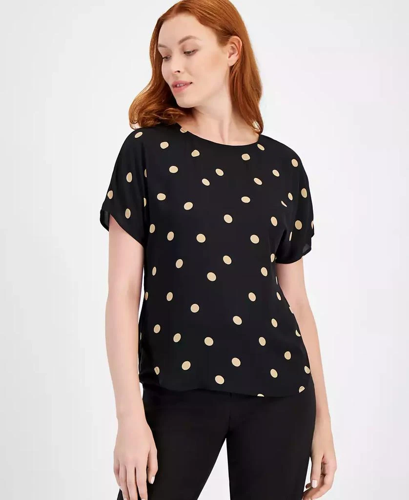 Anne Klein Women's Printed Boat Neck Short-Sleeve Top 1