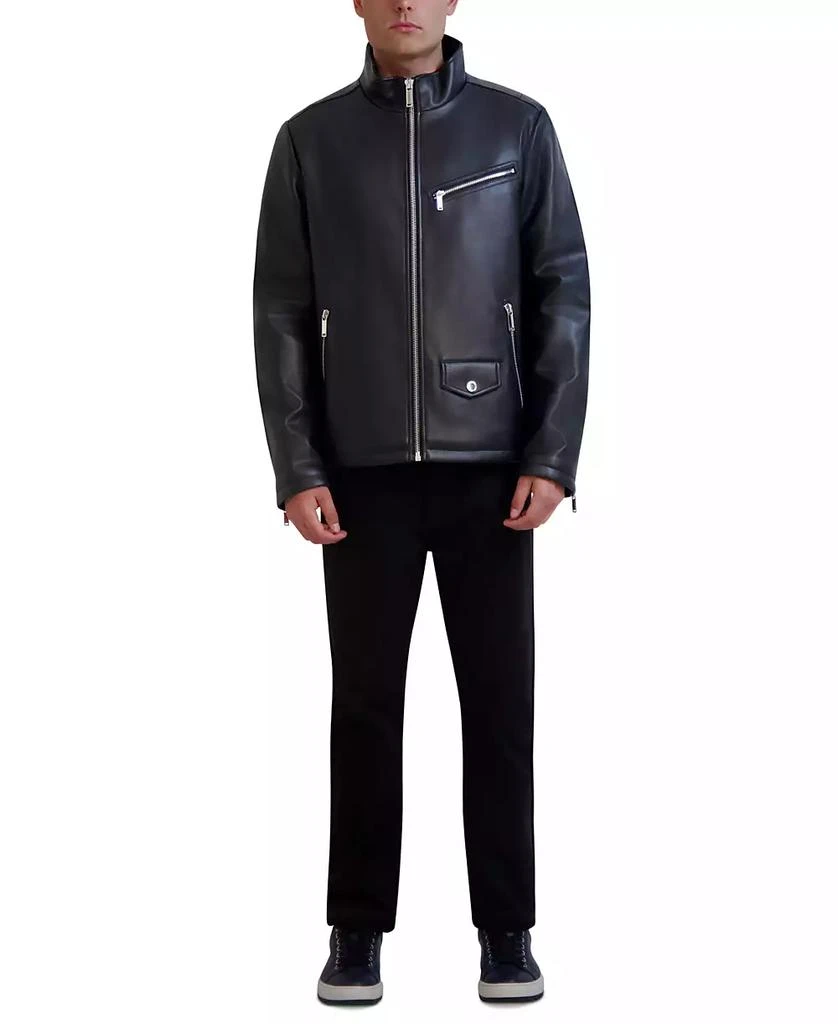 Karl Lagerfeld Paris Men's Faux-Leather Moto Jacket 5