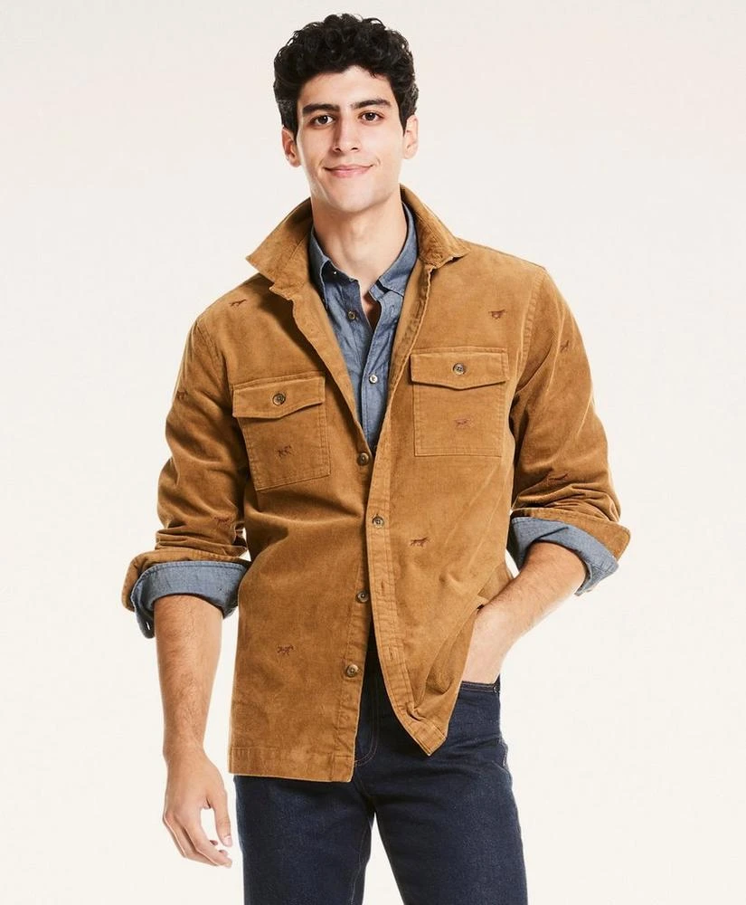 Brooks Brothers Embroidered Stretch Corduroy Shirt Jacket 1