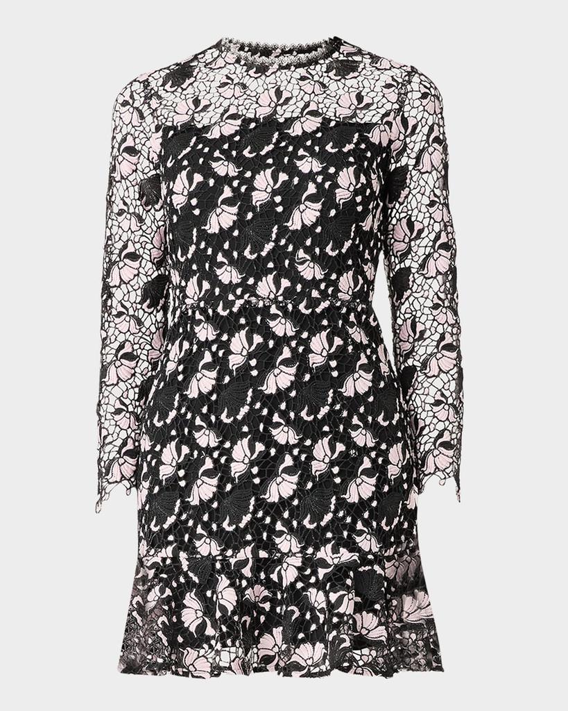 Shoshanna Gracie Two-Tone Floral Lace Mini Dress