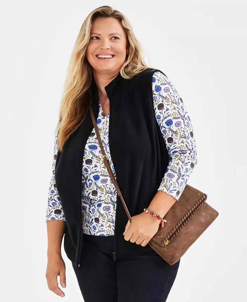 Style & Co Plus Size Solid Polar Fleece Vest, Created for Macy's 1