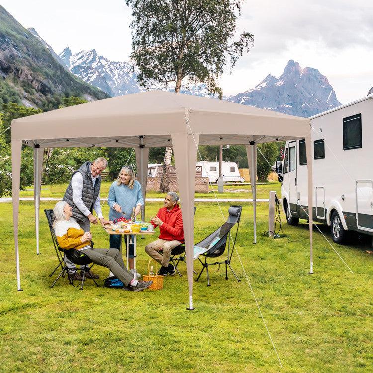 Hivvago 13 X 11.5 Ft Hexagonal Pop-Up Height Adjustable Canopy Tent With Dressed Legs - Khaki