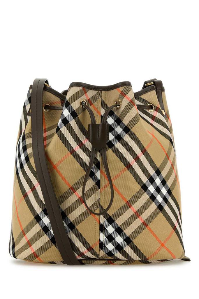 【Burberry】 Burberry Check jacquard bucket bag Burberry Check jacquard bucket bag in beige - Burberry