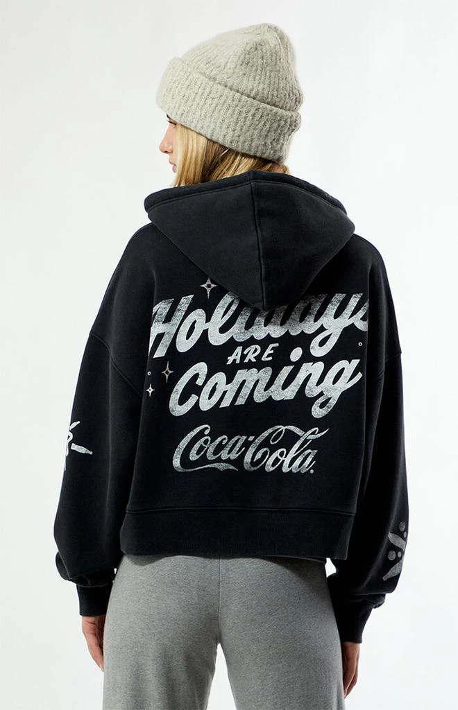 Coca Cola by Pacsun Holiday Snowflake Zip Up Cropped Hoodie 4