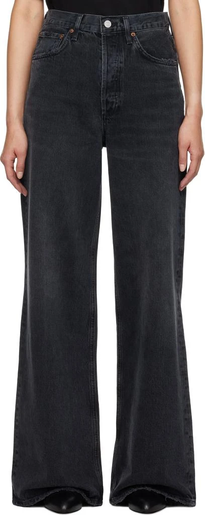 AGOLDE Black Dame High Rise Wide Leg No Cuff Jeans 1