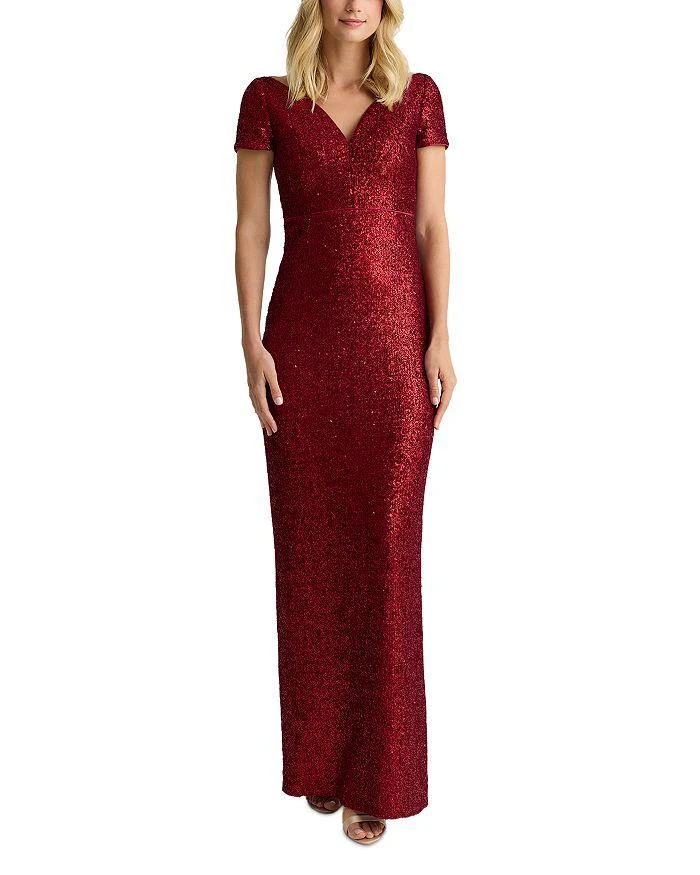 St. John Velvet Sequined Deep V Gown