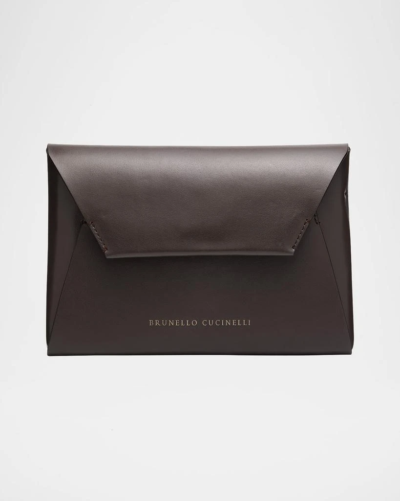 Brunello Cucinelli Envelope Flap Leather Clutch Bag 1