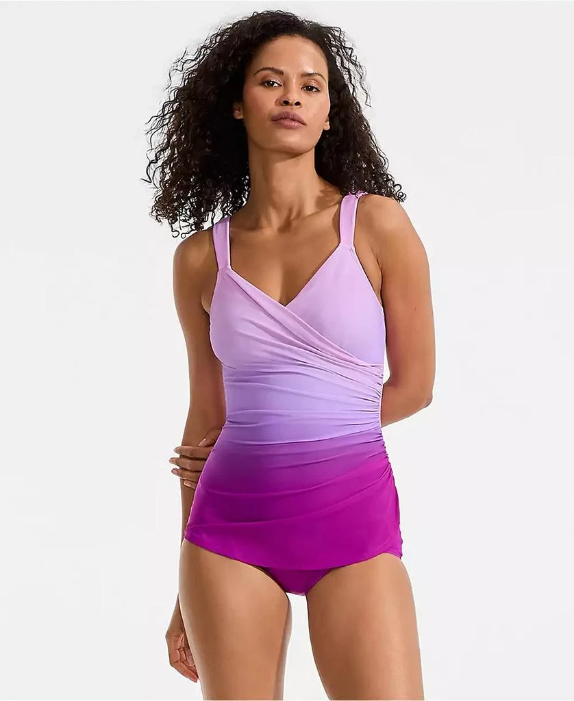 Lands
 End Women
s SlenderSuit V-Neck Skirted Low Leg One Piece 4