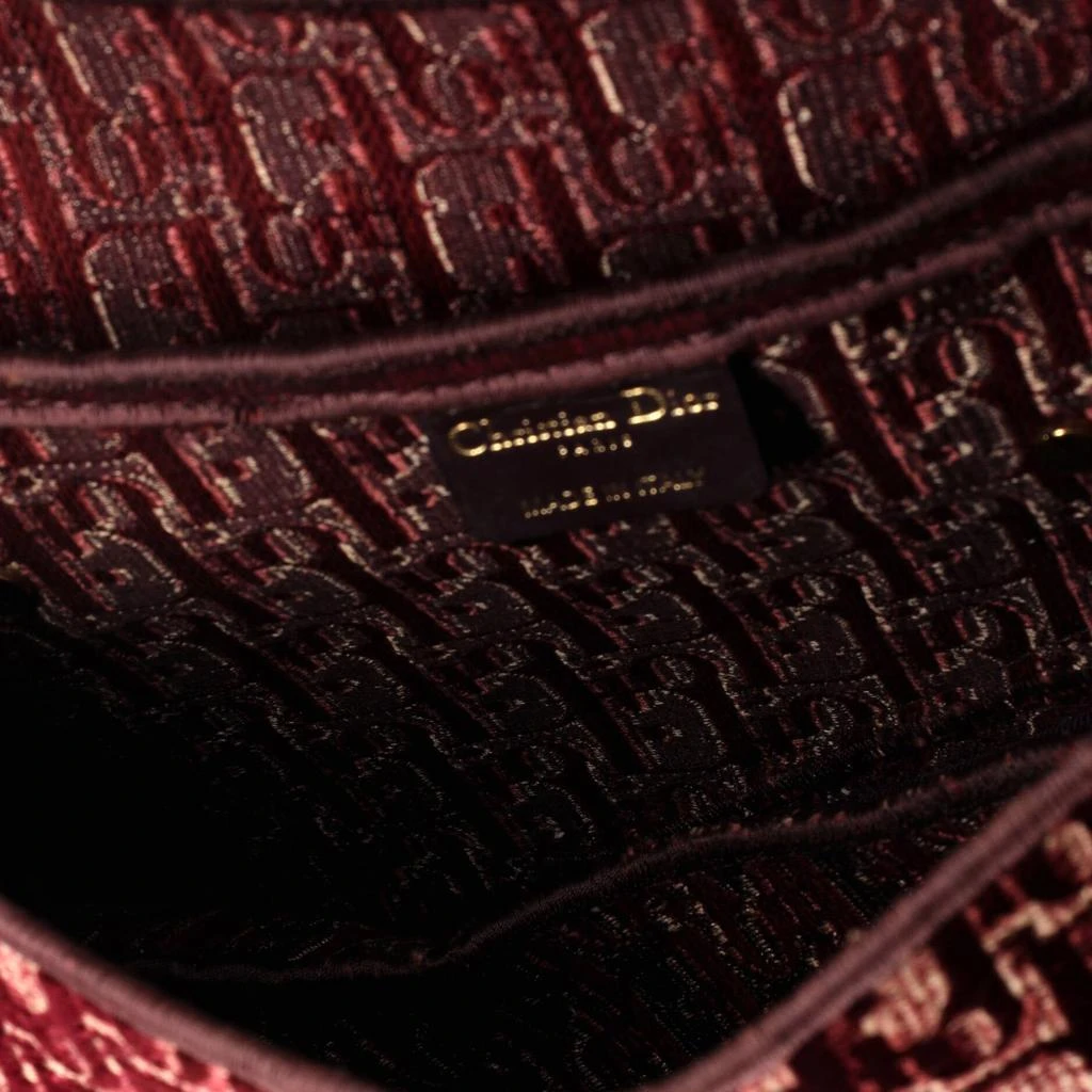 Dior Saddle Handbag Logo Embroidered Oblique Velvet Medium 4