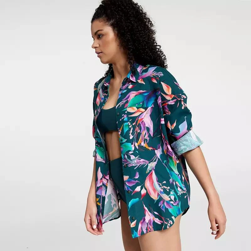 CALIA CALIA Women's Oversized Long Sleeve Button Down Cover Up 5