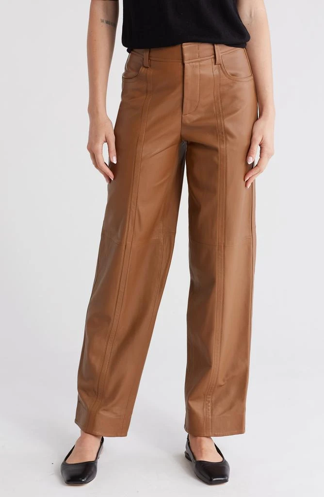 Vince Seam Front Straight Leg Leather Pants 1