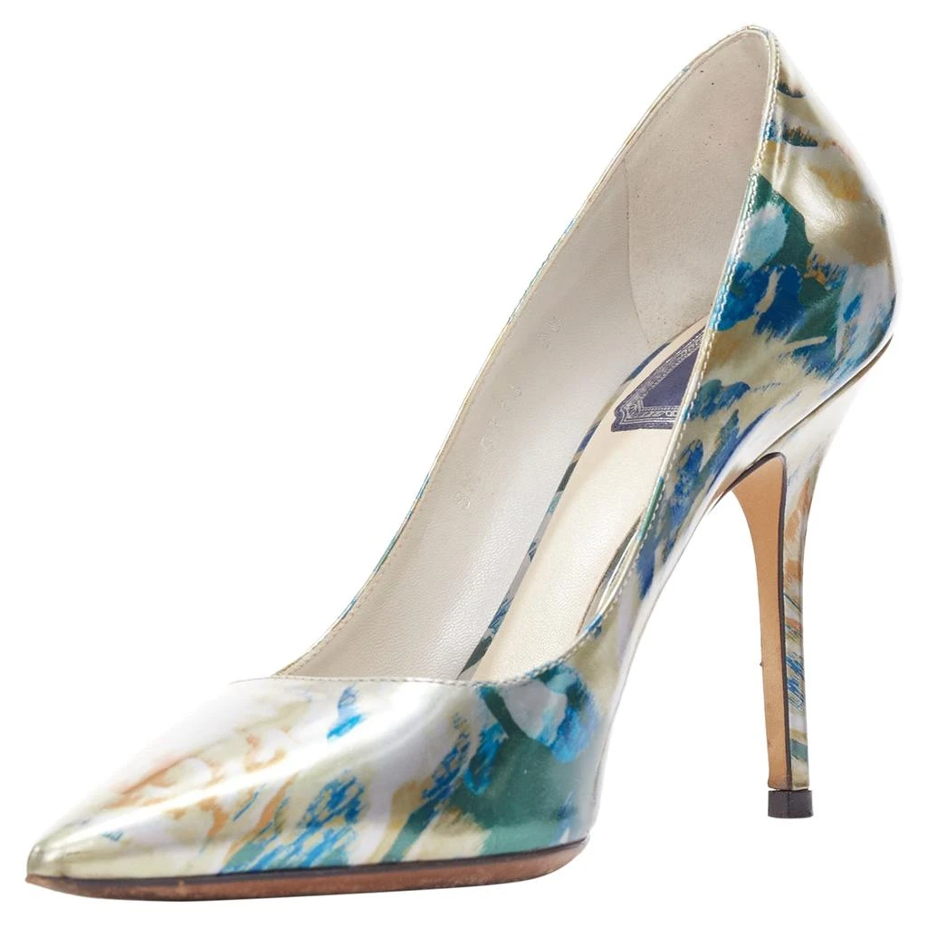 Dior Raf Simons Metallic Abstract Print Pointy Pumps 3