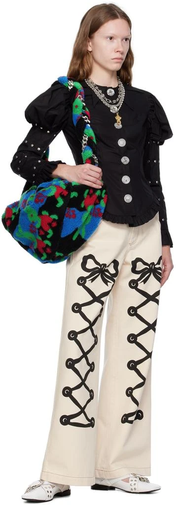 CHOPOVA LOWENA Off-White Ribbon Jeans 4