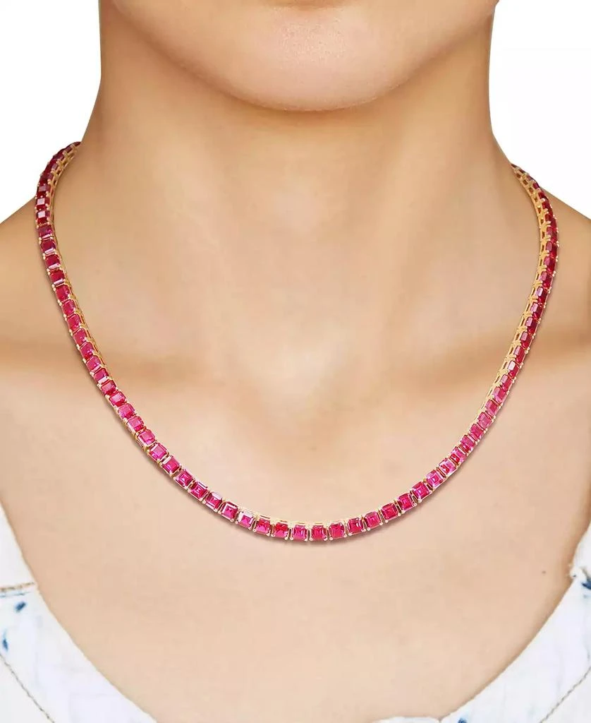 Macy
s Lab-Grown Ruby 18" Tennis Necklace (48-1/2 ct. t.w.) in Gold-Plated Sterling Silver 2