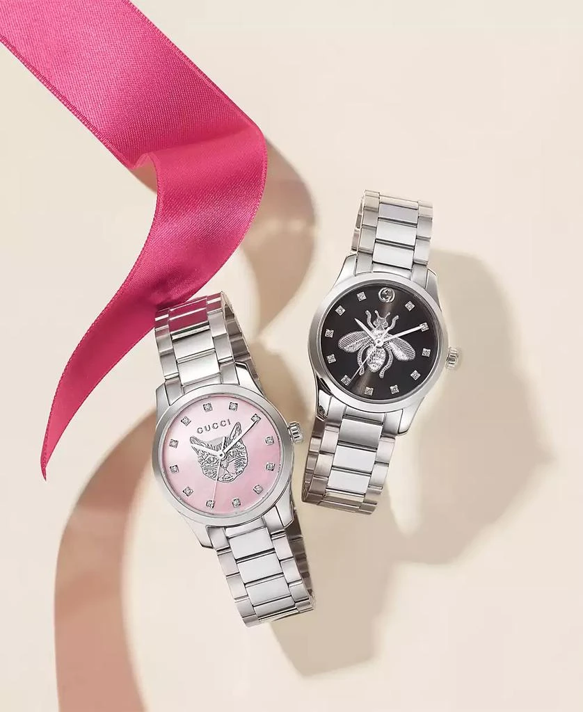 Gucci Women's Swiss G-Timeless Iconic Diamond (1/20 ct. t.w.) Stainless Steel Bracelet Watch 27mm 5