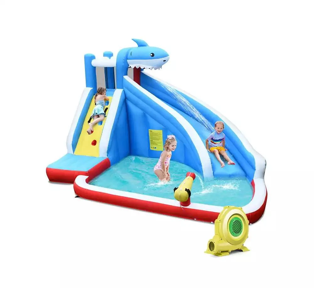 Slickblue 4-in-1 Inflatable Water Slide Park with Long Slide Ultimate Outdoor Playset for Kids