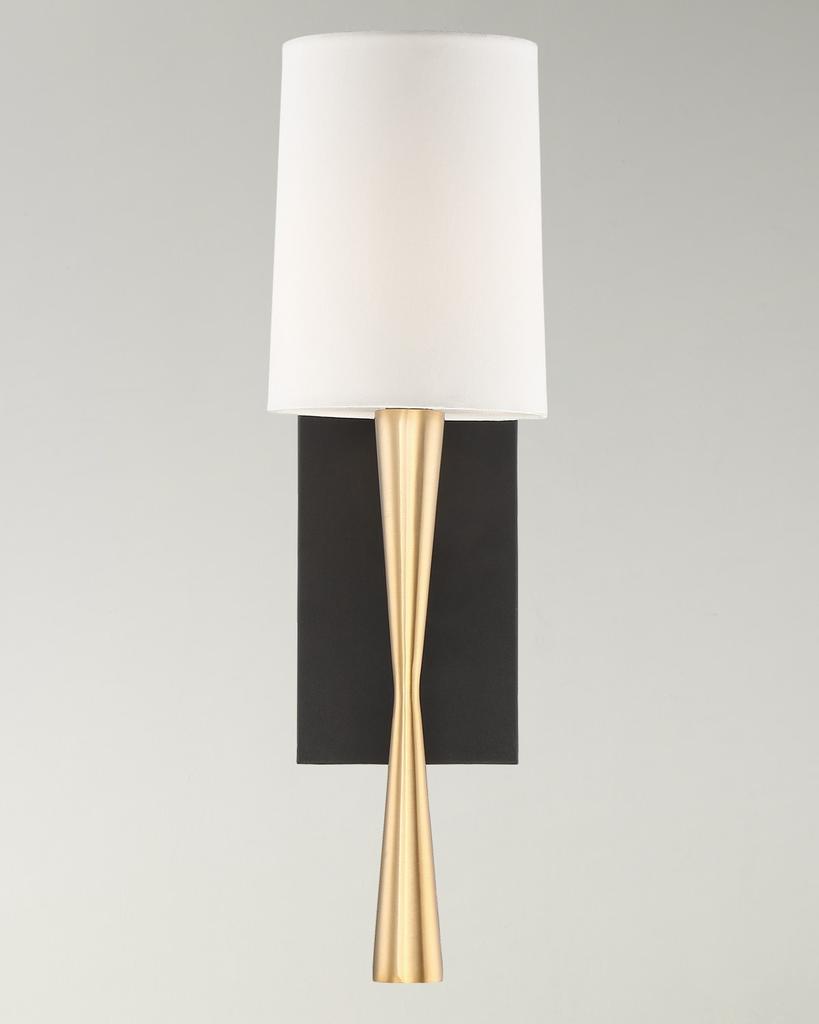 Crystorama Trenton 1-Light Aged Brass and Black Wall Sconce