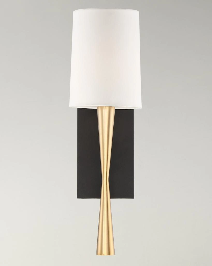Crystorama Trenton 1-Light Aged Brass and Black Wall Sconce 2