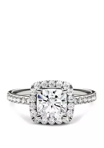 Charles
Colvard 1.4 ct. t.w. Lab Created Moissanite Halo Ring in 14K White Gold