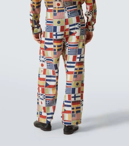 BODE International printed linen straight pants 4