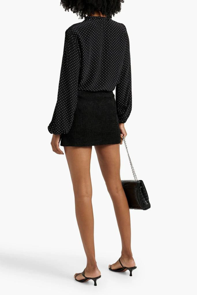 Maje Faux patent leather-trimmed cotton-blend tweed mini skirt 3