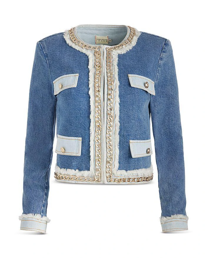 Alice + Olivia Landon Embellished Denim Jacket 8