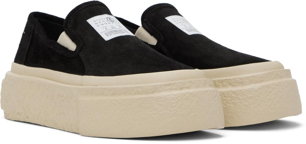 MM6 Black Suede Platform Slip-On Sneakers 4