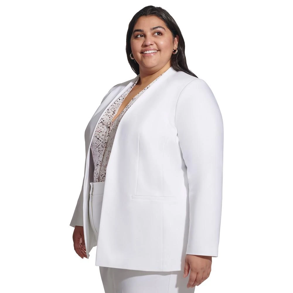 Calvin Klein Plus Size Collarless Open-Front Long-Sleeve Jacket 3