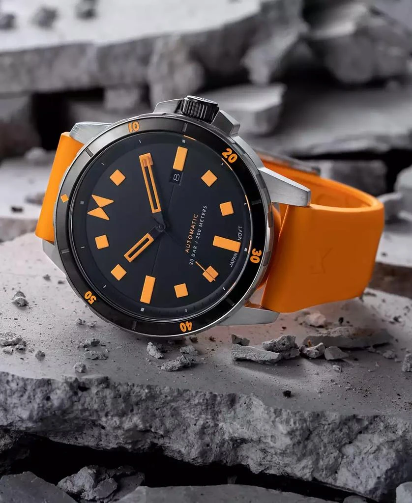 MVMT Men's Minimal Sport Automatic Orange Silicone Strap Watch 45mm 3