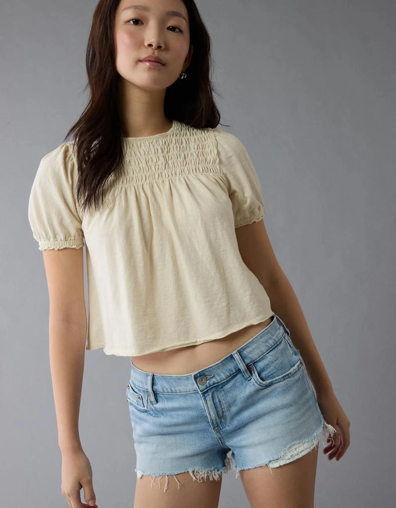 AE AE Sunchaser Knit Puff Sleeve Smocked T-Shirt 1