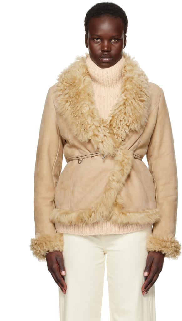 Saks Potts Beige Moss Shearling Jacket