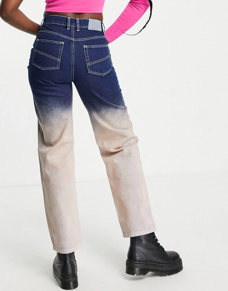 COLLUSION COLLUSION x014 90s baggy dip dye jeans in blue and beige 2