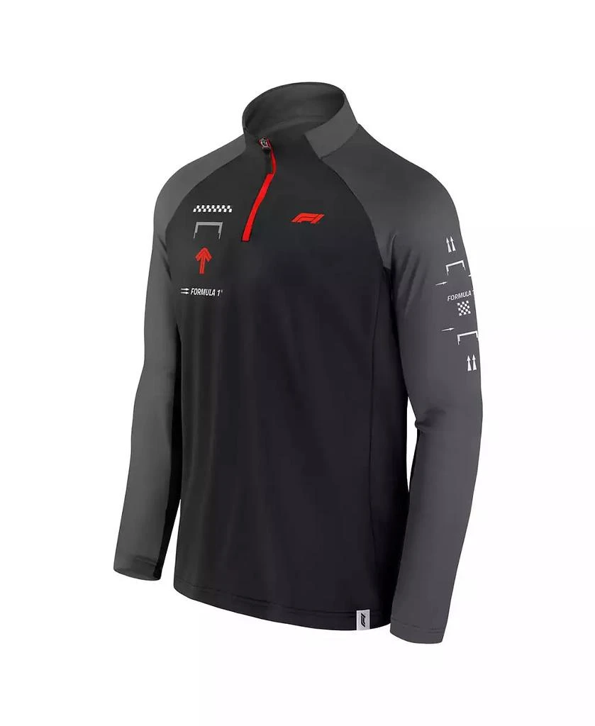 Formula 1 Men's Black/Graphite Tech Stacked Logo Raglan Quarter-Zip Pullover 3