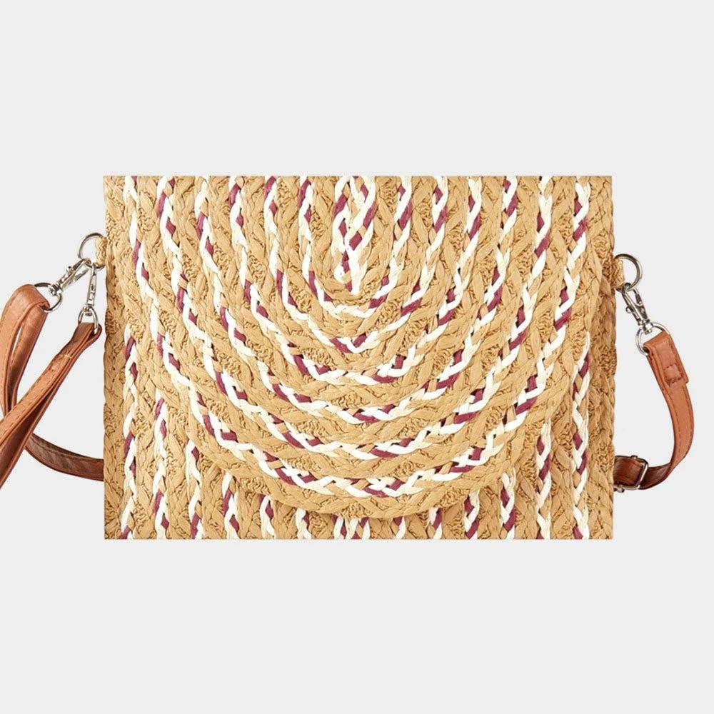 FASHNZFAB Multi Color Straw Clutch / Crossbody Bag