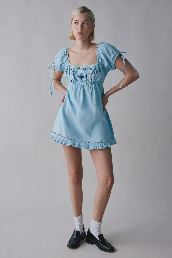 Kimchi Blue Kimchi Blue Marcella Embroidered Tie-Back Babydoll Mini Dress 3