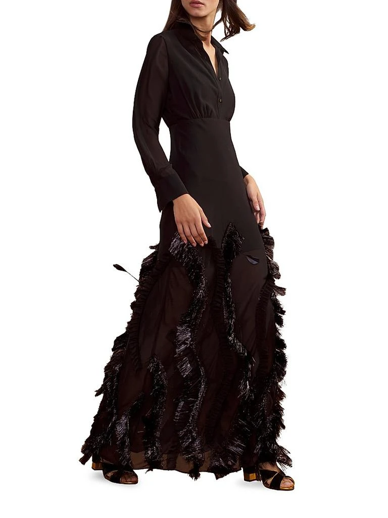 Cynthia Rowley Metallic Fringe Embellished Georgette Dress 4