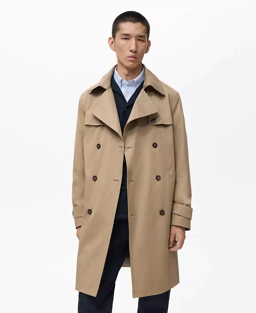 Mango Men's Water-Repellent Belted Trench Coat 1