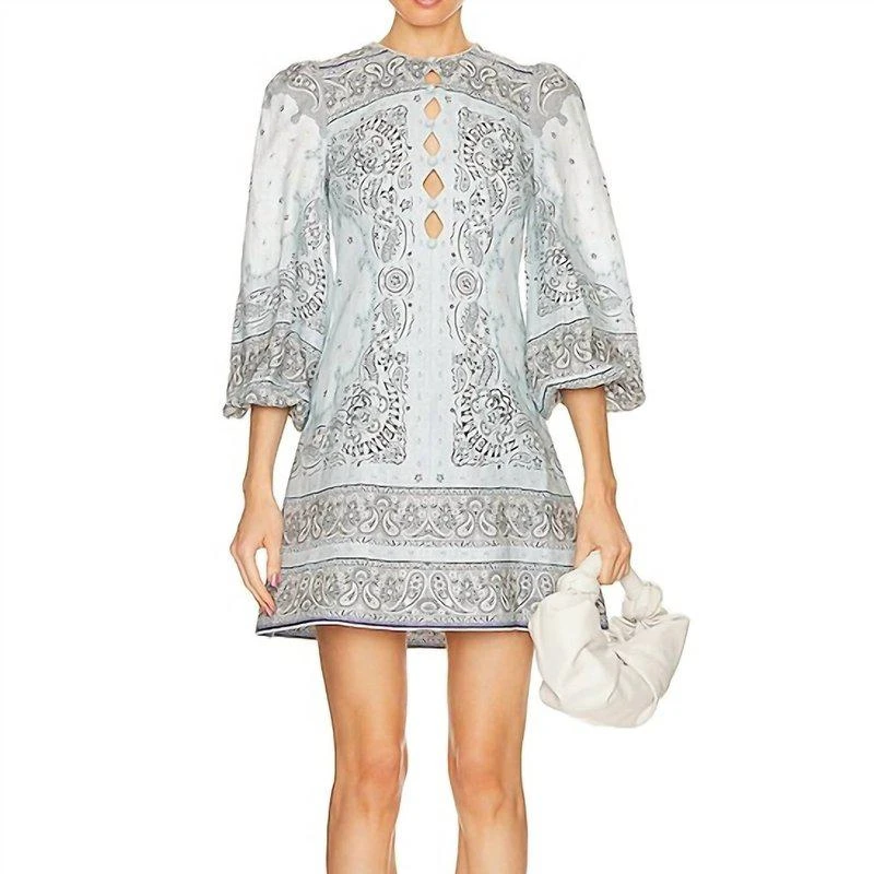 Zimmermann Matchmaker Keyhole Mini Dress In Blue Bandana 1