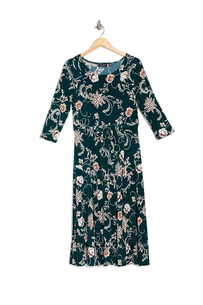 Nina Leonard Floral Scoop Neck Midi Dress 3