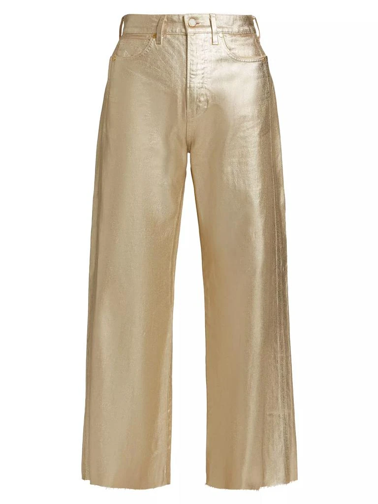 VERONICA BEARD Taylor Metallic Cropped High-Rise Wide-Leg Jeans 1