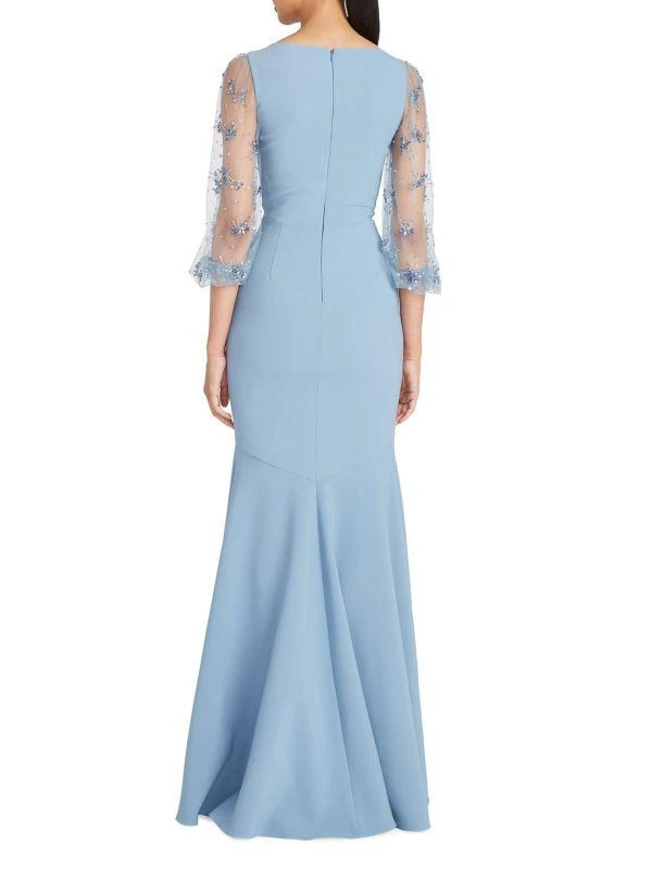 Theia Kiera Beaded Puff-Sleeve Gown 2