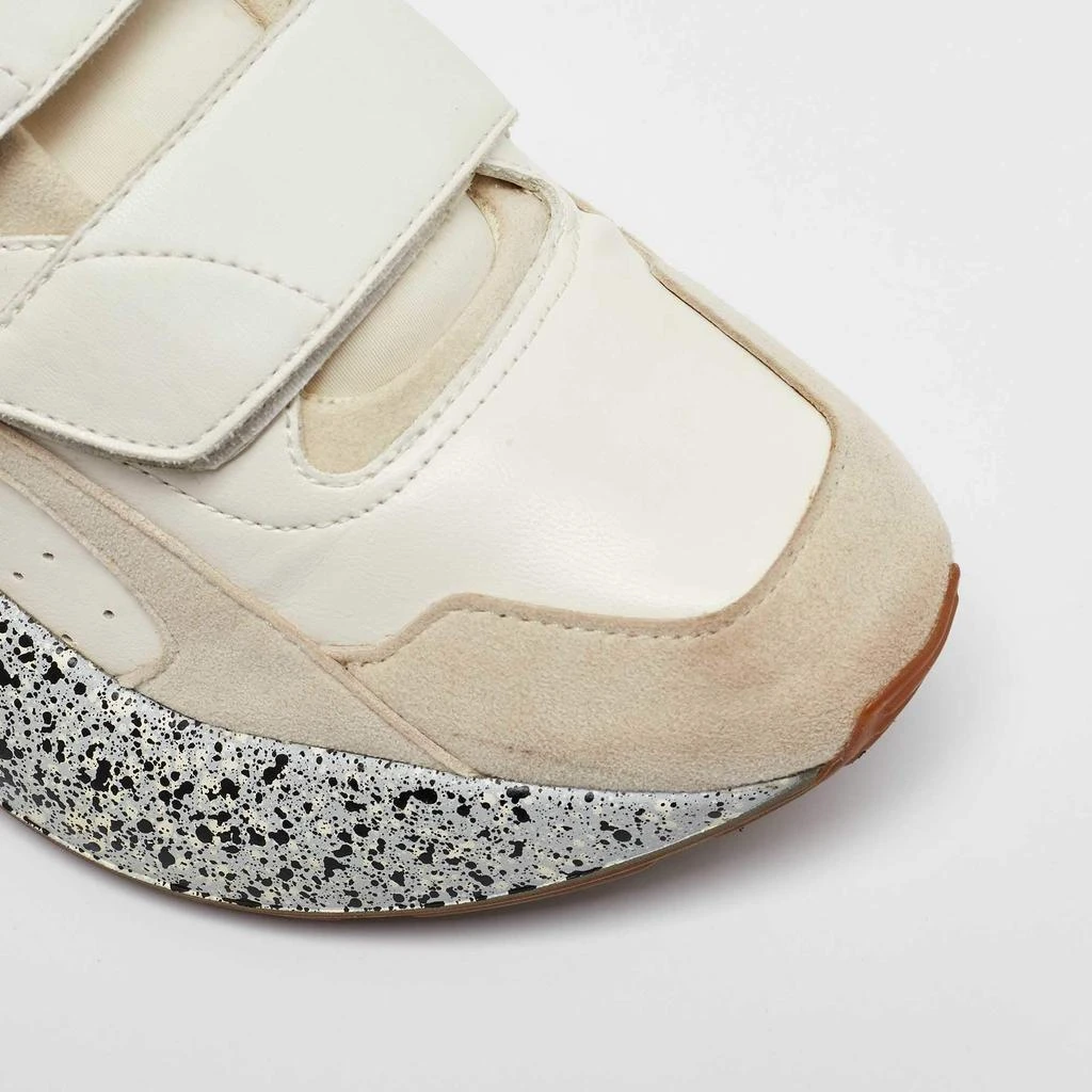 Stella McCartney Stella McCartney Cream/White Faux Suede And Faux Leather Eclypse Velcro Strap Sneakers Size 39 7