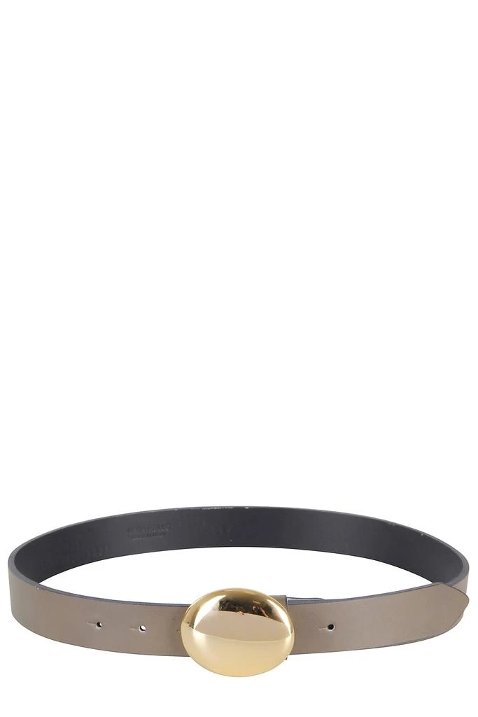 FEDERICA TOSI Narrow Leather Belt With Oval Gold Buckle